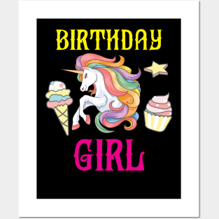 Birthday Girl Unicorn Lovers Gift Idea Posters and Art